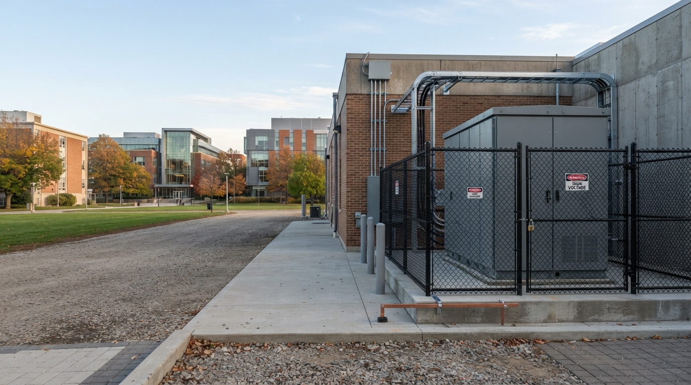 Campus battery energy storage system cabinet at a university site